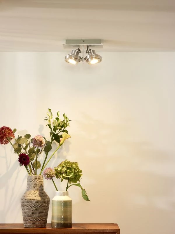Lucide LANDA - Plafondspot - LED Dim to warm - GU10 - 2x5W 2200K/3000K - Mat chroom - sfeer 1